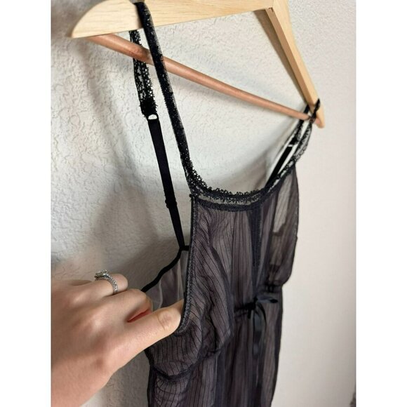 SIMPLY VERA Vera Wang Black Size Large Babydoll Nightie Teddy Bow Sheer - Picture 5 of 13